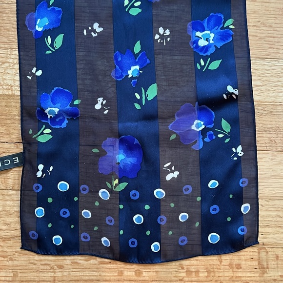 ECHO Sheer Silk Oblong Floral Blue Scarf - Picture 3 of 8